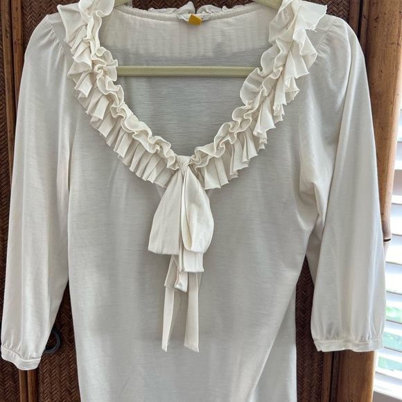Leifsdottir cream silk/cotton blend ruffle top size medium - Picture 1 of 6